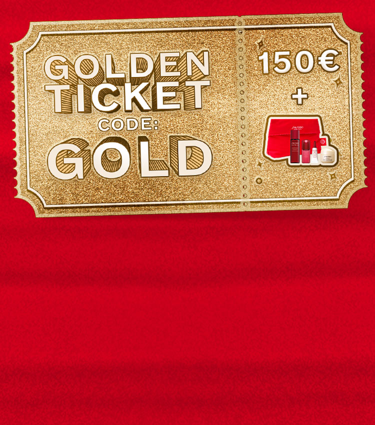 Das GOLDEN TICKET wartet auf Dich! Nutze Deine Chance und gewinne mit etwas Glück das Golden Ticket und somit einen 150 € Shiseido-Gutschein! Erhalte außerdem ein Geschenk ab einem Einkauf von 99 € mit dem Code*: GOLD